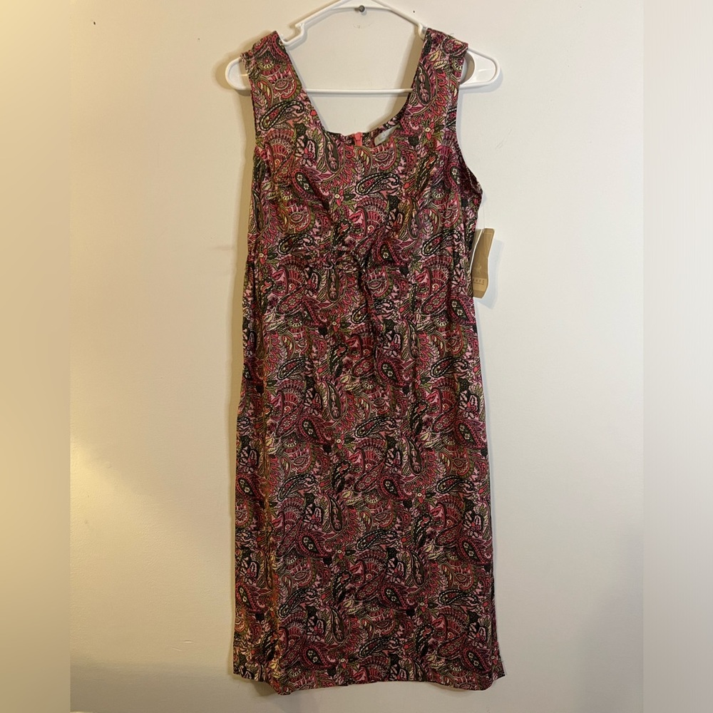 NWT Beverly Hills Polo Club Sleeveless Midi Dress Pink Paisley Women’s Size 8